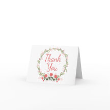 Aro de flores Gracias Rosa Rojo Rosa Tarjeta