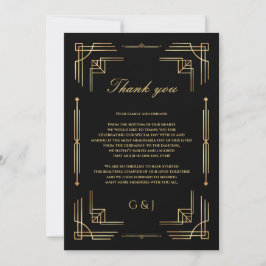 Agradecimiento Art deco boda boda de lujo tarjeta de agradecimien