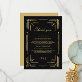Agradecimiento Art deco boda boda de lujo tarjeta de agradecimien