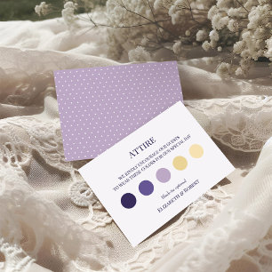 Agradecimiento Atuendo de boda lavanda boho Tarjeta de código de