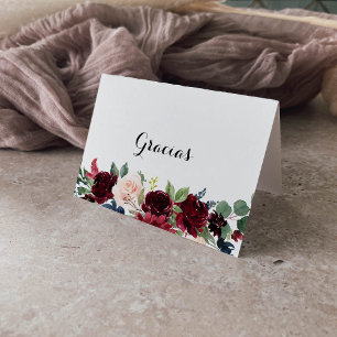 Agradecimiento Autumn Calligraphy Boda plegado tarjeta de agradec