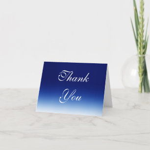 Agradecimiento Azul Blanco Caligrafía Tendenciosa Tarjeta de Agra