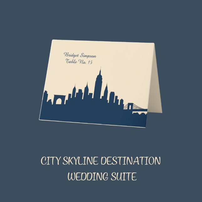 Agradecimiento azul ciudad de Skyline Boda Tarjeta de visita únic (Subido por el creador)