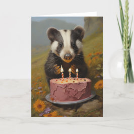 Agradecimiento Baby Badger con tarjeta de bizcocho de cumpleaños