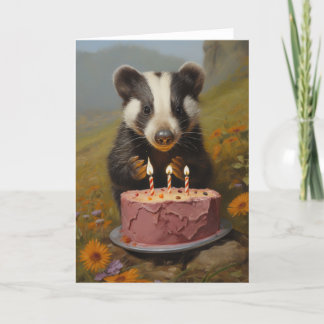 Agradecimiento Baby Badger con tarjeta de bizcocho de cumpleaños