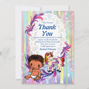 Agradecimiento Baby Boy Bubbles & Unicornios Tarjeta de agradecim
