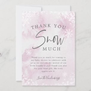Agradecimiento Baby Shower De Invierno Rosa Gracias Tarjeta De Ni