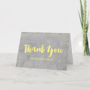 Agradecimiento Baby Shower gris y amarillo   Tarjeta de agradecim