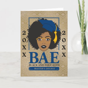 Agradecimiento BAE: Tarjeta de graduación de máster negro y educa