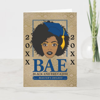 Agradecimiento BAE: Tarjeta de graduación de máster negro y educa