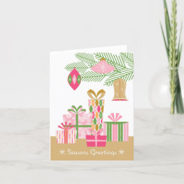 Agradecimiento Bajo la Tarjeta de Navidades Retro de Árbol - Rosa