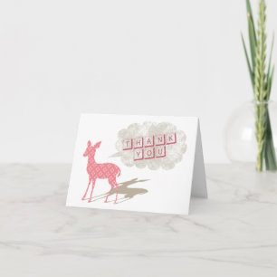 Agradecimiento Bambi rosado doblado le agradece tarjeta de