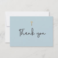 Baptismo moderno azul turbio Bebé tarjeta de agrad