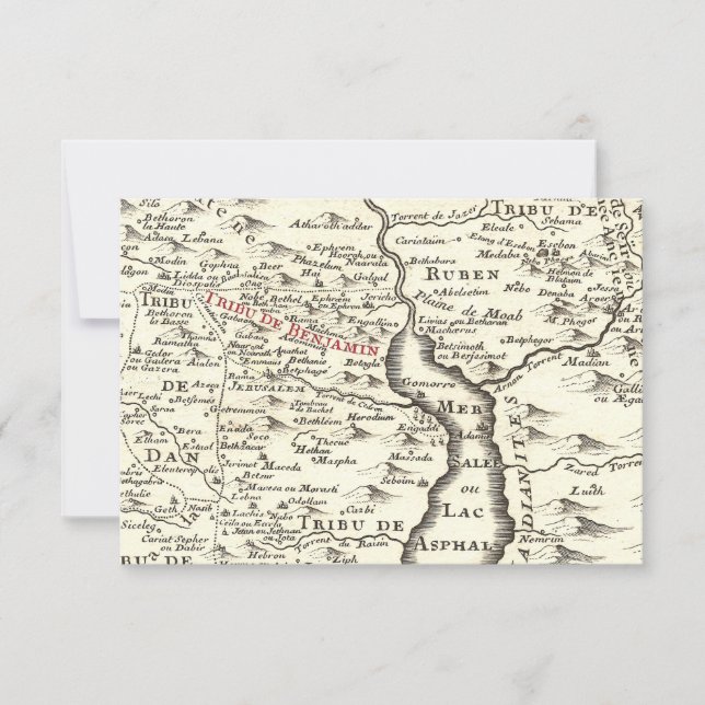 Agradecimiento Bar Mitzvah Mapa Antiguo de Israel  (Anverso)