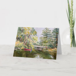 Agradecimiento Barco rojo en la tarjeta de pesca acuática de Moun