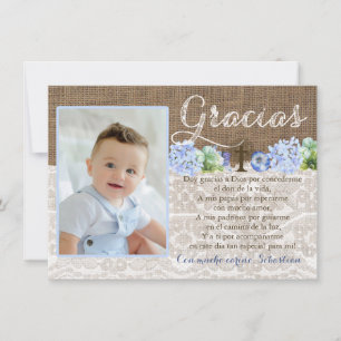 Agradecimiento Bautismo le agradece tarjeta de Gracias en español