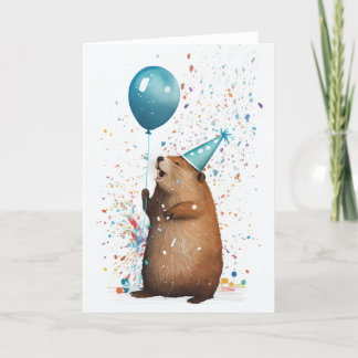 Agradecimiento Beaver con tarjeta de felicitación plegada con glo