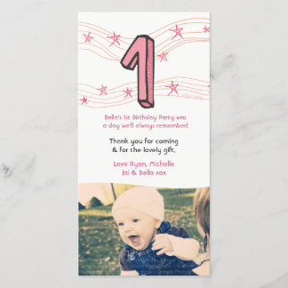 Agradecimiento Bebé 1 cumpleaños número 1 tarjeta de fotos de agr