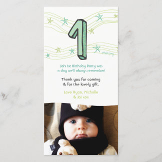 Agradecimiento Bebé 1 cumpleaños número 1 tarjeta de fotos de agr