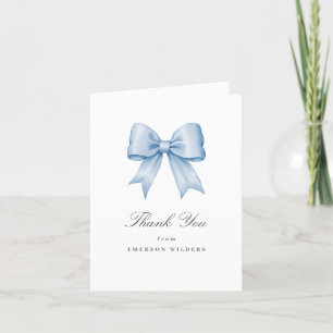 Agradecimiento Bebé Blue Vintage Satin Bow Tarjeta de agradecimie