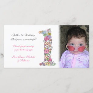 Agradecimiento Bebés 1er cumpleaños Tarjeta fotográfica de agrade