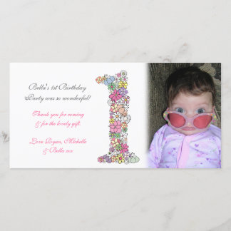 Agradecimiento Bebés 1er cumpleaños Tarjeta fotográfica de agrade