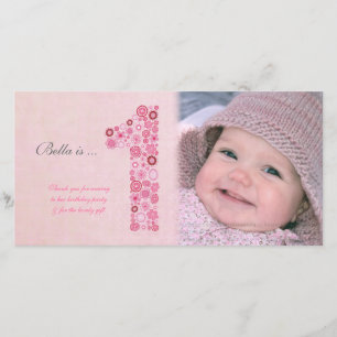 Agradecimiento Bebés 1er cumpleaños Tarjeta fotográfica de agrade