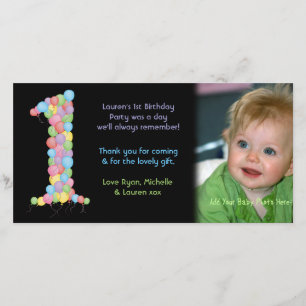 Agradecimiento Bebés 1er cumpleaños Tarjeta fotográfica de agrade