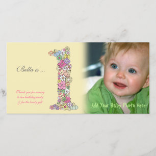 Agradecimiento Bebés 1er cumpleaños Tarjeta fotográfica de agrade