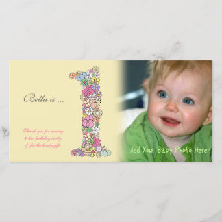 Agradecimiento Bebés 1er cumpleaños Tarjeta fotográfica de agrade