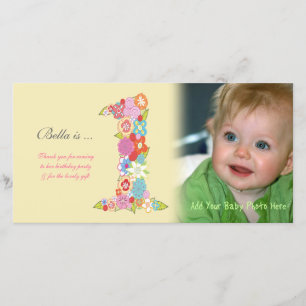 Agradecimiento Bebés 1er cumpleaños Tarjeta fotográfica de agrade