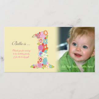 Agradecimiento Bebés 1er cumpleaños Tarjeta fotográfica de agrade