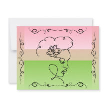 Belleza flotante: Tarjeta blanca de Peony Line Art