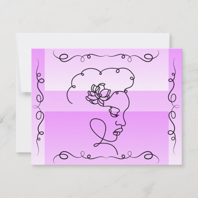 Agradecimiento Belleza flotante: Tarjeta de Lavender Line Art Bla (Anverso)