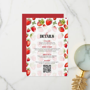 Agradecimiento Berry Sweet Red White Tarjeta de Detalles de Baby 