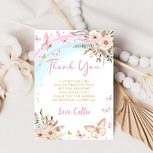 Agradecimiento Besos de mariposa Chica Cumpleaños Tarjeta de agra