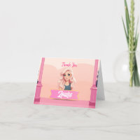 Besties Pink Doll plegado Tarjeta de agradecimient