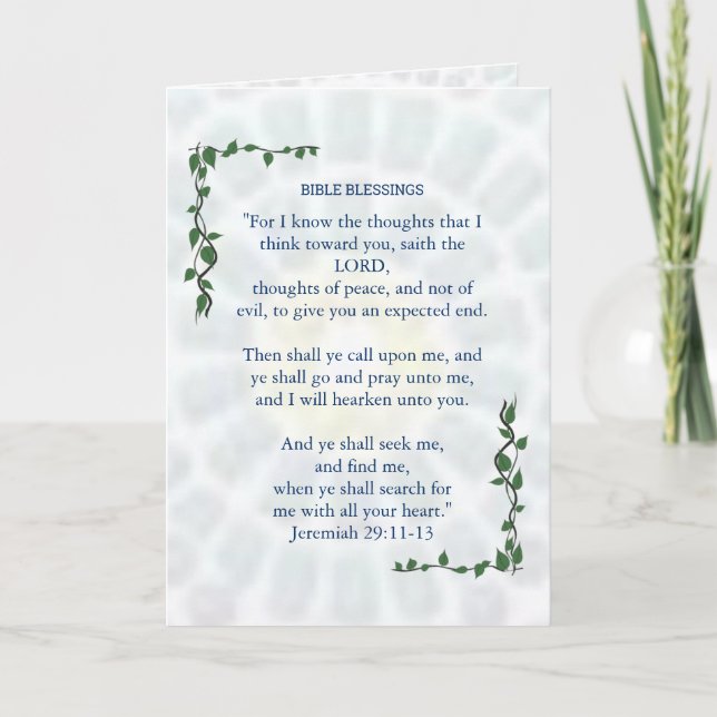 Agradecimiento BIBLIOSAS BENDICIONES Jeremiah 29 Tarjeta de Prome (Anverso)
