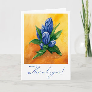 Agradecimiento Blue Bloom Watercolor Art - Tarjeta plegada de agr