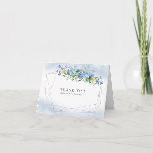 Agradecimiento Blue Hydrangea Floral Gold Frame - Tarjeta de agra