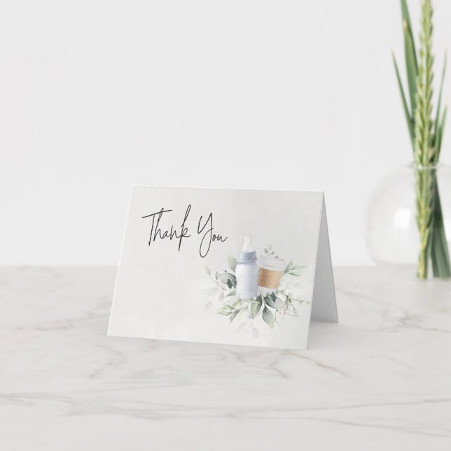 Agradecimiento Blue Sip y See Recién nacido plegado Tarjeta de ag (Anverso)