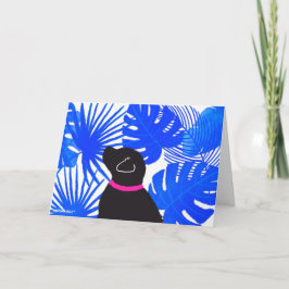 Agradecimiento Blue White Tropical Island Tarjeta de Perro Amaril