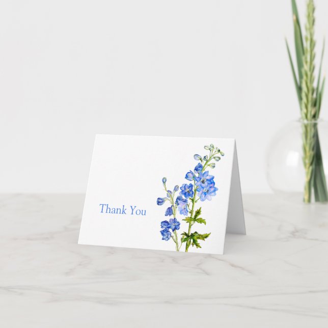 Agradecimiento Boda azul de arte Delphinium tarjeta de agradecimi (Anverso)