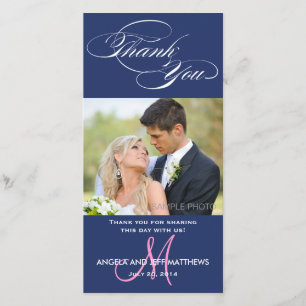 AGRADECIMIENTO BODA AZUL INICIAL DE SCRIPT GRACIAS TARJETA DE FOT
