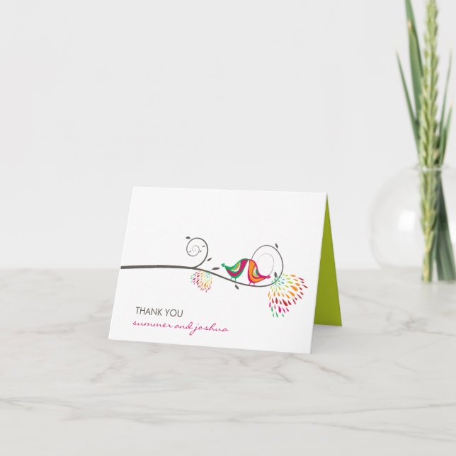 Agradecimiento Boda de Aves de Verano Besando Tarjeta de Foto Gra (Anverso)