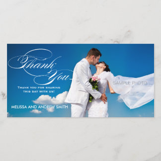 AGRADECIMIENTO BODA DE BLANCO GRACIAS TARJETA DE FOTO