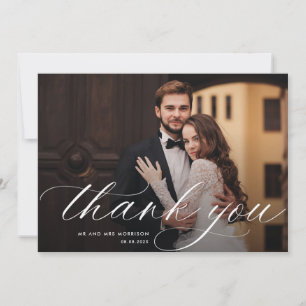 Agradecimiento boda de caligrafía encantadora tarjeta de foto de 