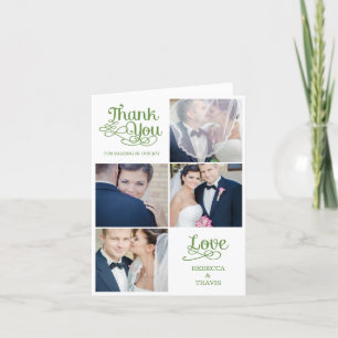 Agradecimiento Boda de caligrafía moderna Gracias Tarjeta Verde