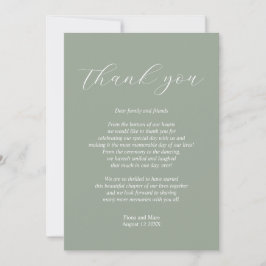 Agradecimiento Boda de caligrafía verde sabio tarjeta de agradeci