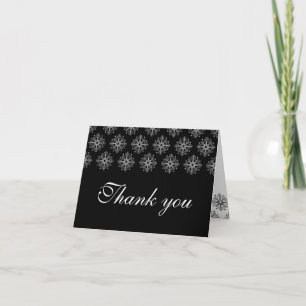 Agradecimiento Boda de copos de nieve negros + blancos, tarjeta d